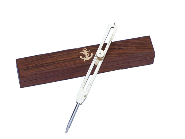 Buy Brass Drafting Compass with Rosewood Box 9 Inch - Nautical Gifts