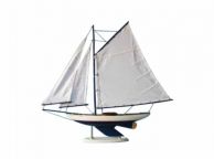 Wooden Bermuda Sloop Dark Blue Model Sailboat Decoration 17"