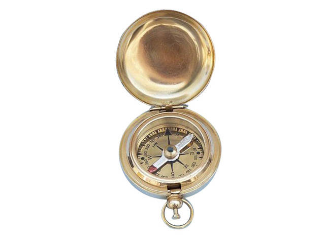 Brass Push button compass 2 Nautical Navigation  