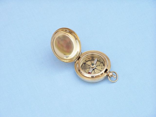 Brass Push button compass 2 Nautical Navigation  