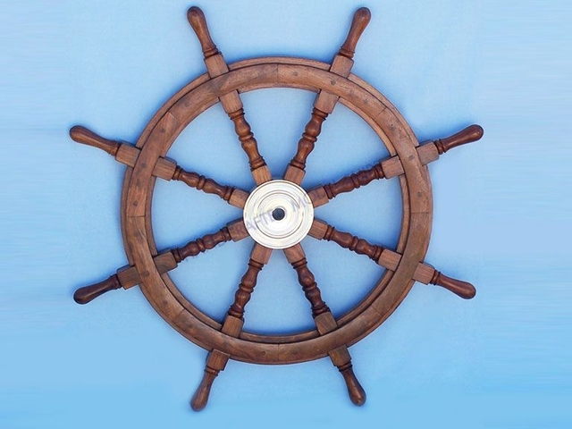 Wooden Ship Wheel 48 Nautical Wall Beach Decor  