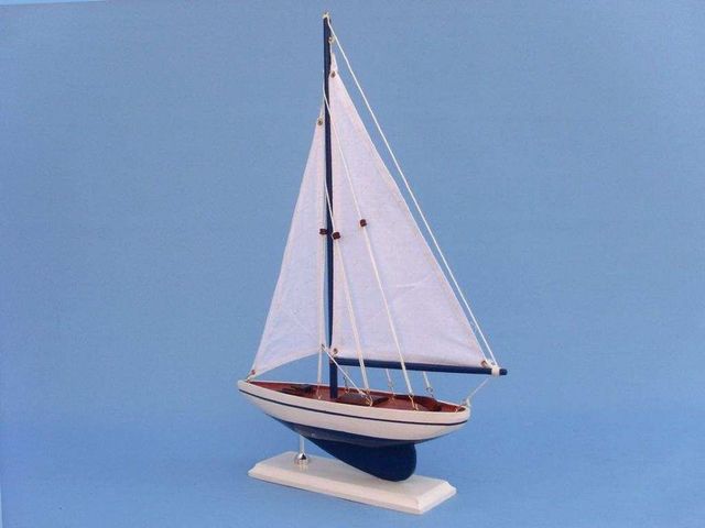 Light Blue PS Sailboat 17 Ship Model   Coastal Decor  