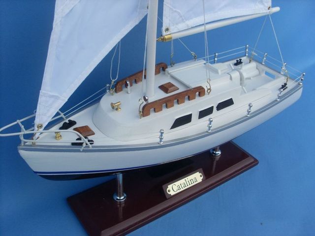 Catalina Yacht 24 Model Sailboat Wooden Replica Yacht  