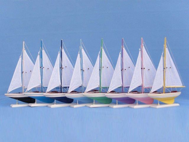 Light Blue PS Sailboat 17 Ship Model   Coastal Decor  