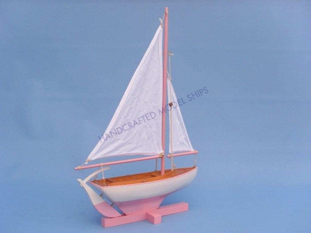 Pink Sunset Sailboat 17 Model Ship   Beach Decor  
