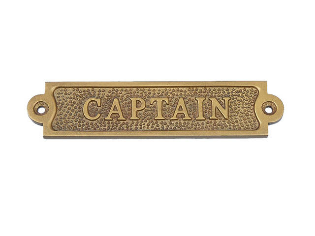 Buy Antique Brass Captain Sign 6in - Nautical Decor