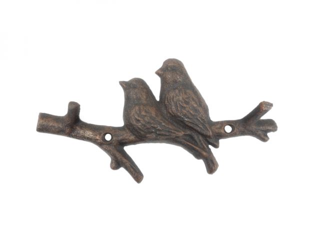 Rustic Copper Cast Iron Birds on Branch Decorative Metal Wall