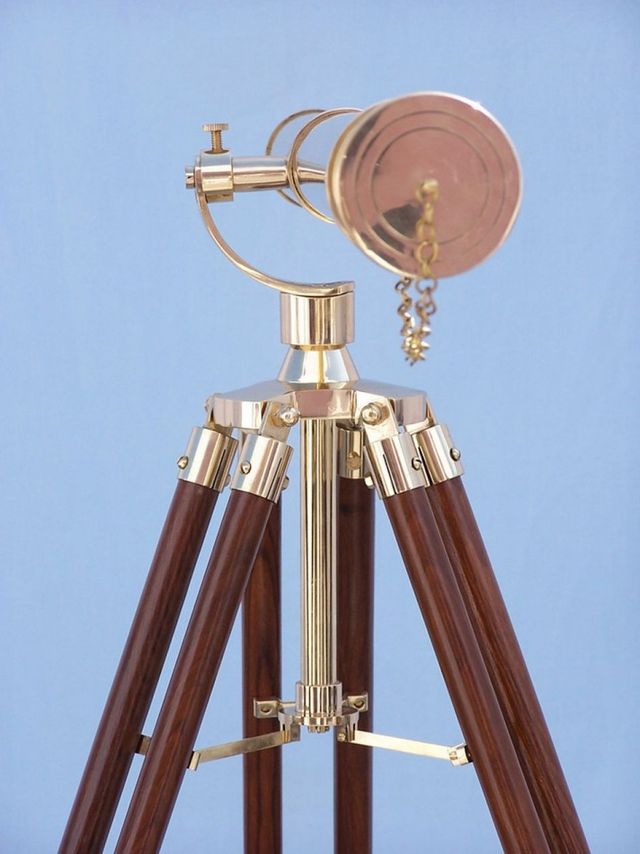 Brass Telescope Harbormaster Nautical Ship Scope Wooden Stand