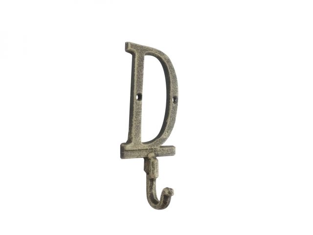 Wholesale Rustic Gold Cast Iron Letter D Alphabet Wall Hook 6in - Cast Iron  Decor