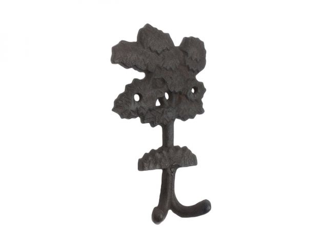 Cast Iron Oak Tree Decorative Metal Wall Hooks 6.5in - Hampton Iron Works