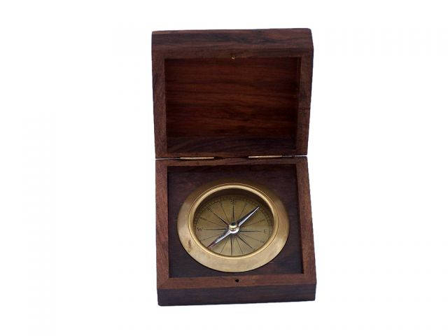 Wholesale Scout's Brass Sextant 4in with Rosewood Box - Hampton Nautical