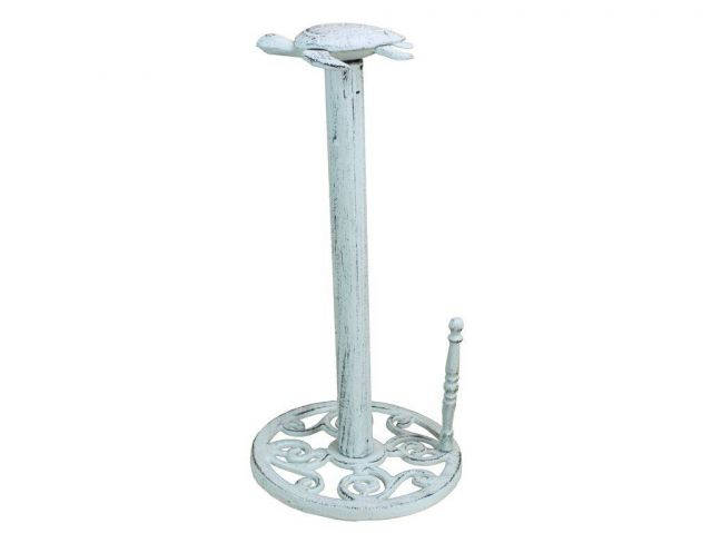 Wholesale Whitewashed Cast Iron Sea Turtle Paper Towel Holder 13in