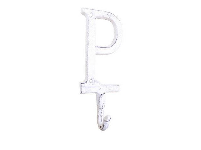 Wholesale Whitewashed Cast Iron Letter P Alphabet Wall Hook 6in