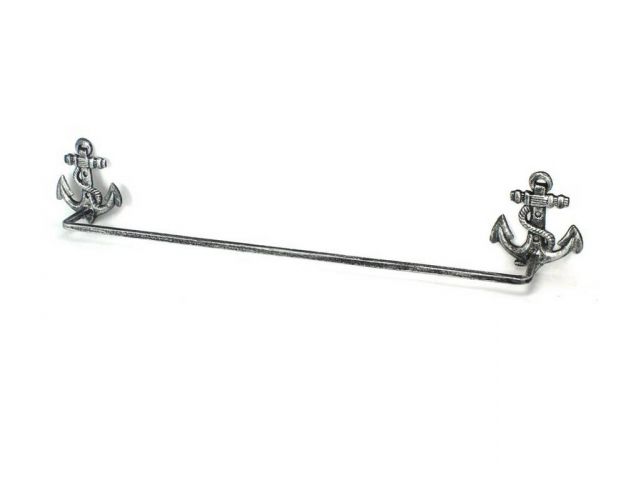 Antique Silver Cast Iron Anchor Bath Towel Holder 27 ...