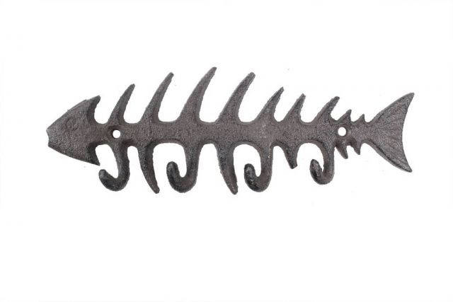 Wholesale Cast Iron Fish Bone Key Rack 8in - Hampton Nautical