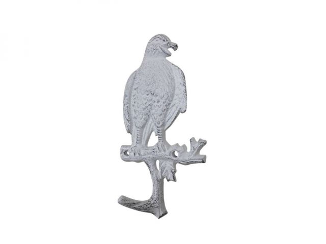 Wholesale Whitewashed Cast Iron Eagle Sitting on a Tree Branch Decorative  Metal Wall Hook 6.5in - Cast Iron Decor
