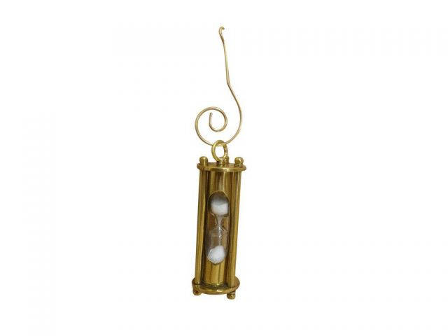 Wholesale Solid Brass Hour Glass Christmas Ornament 5in - Hampton