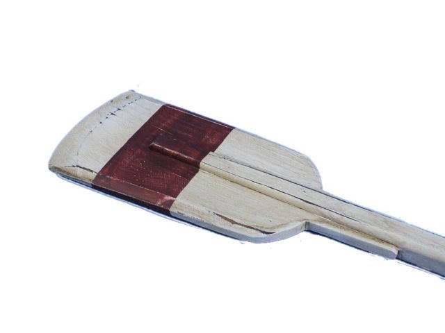 Wooden Rustic Whitewashed Decorative Rowing Boat Paddle with Hooks