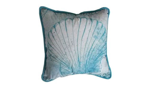 Buy Light Blue and White Seashell Decorative Throw Pillow 10 Inch