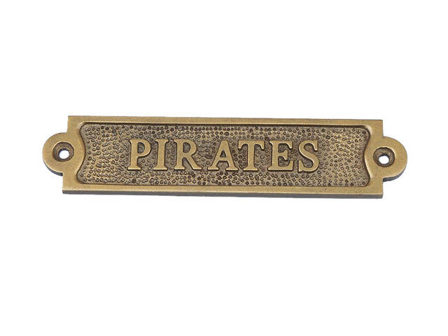 Antique Brass Pirates Sign 6in - Hampton Iron Works