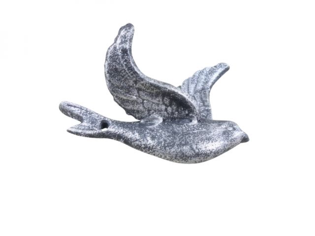 Rustic Silver Cast Iron Flying Bird Decorative Metal Wing Wall