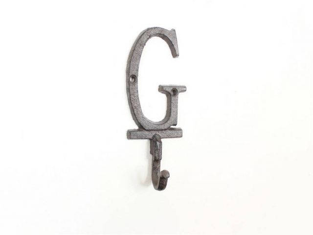 Wholesale Cast Iron Letter G Alphabet Wall Hook 6in - Cast Iron Decor