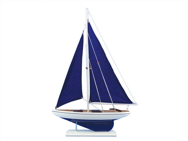 Buy Wooden Blue Pacific Sailer with Blue Sails Model ...
