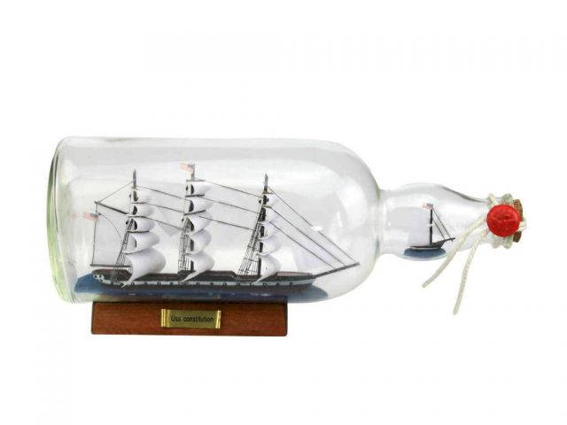 USS Constitution Model Ship in a Glass Bottle 11in - Hampton Iron Works