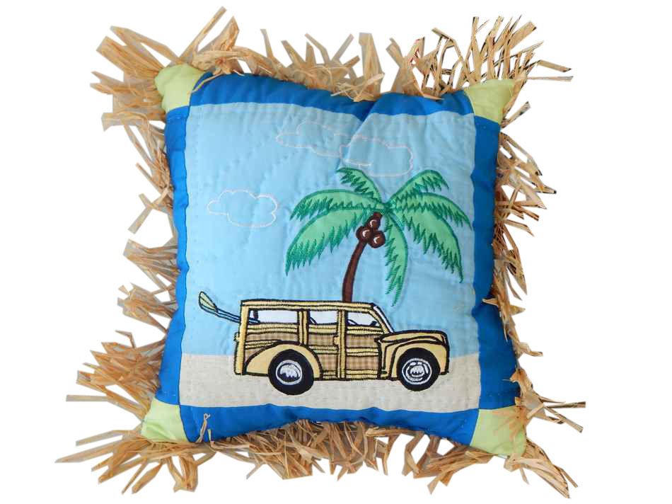 Buy Quilted Beach Scene Decorative Throw Pillow 14in ...