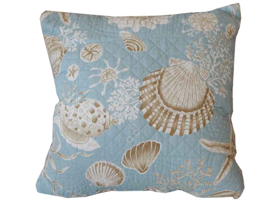 Buy Quilted Natural Shells Decorative Throw Pillow 14 Inch - Nautical