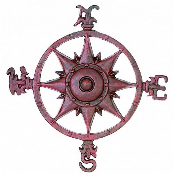 Antique Red Cast Iron Rose Compass 12