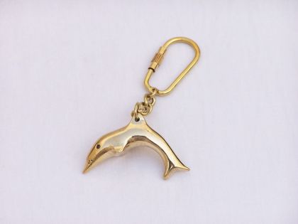 Solid Brass Dolphin key chain Nautical Keychain  