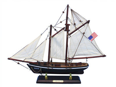 America 16 Model Sailboat Wooden Ship NEW  